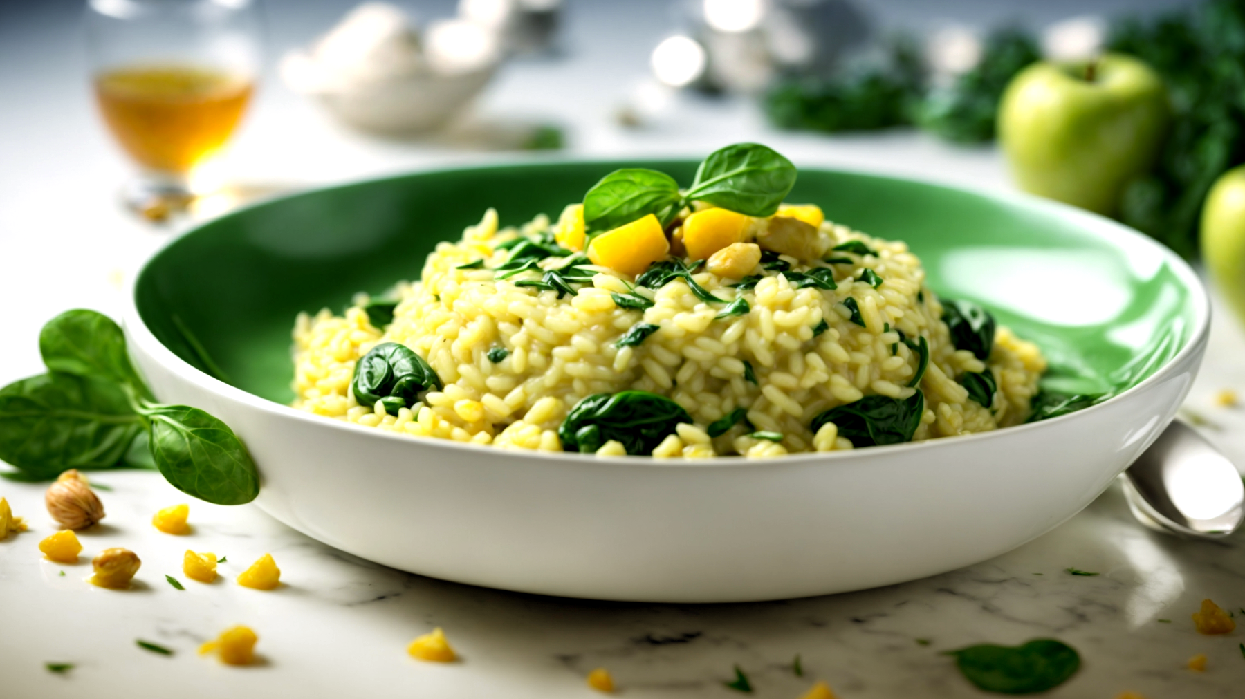 Risotto mele spinaci"