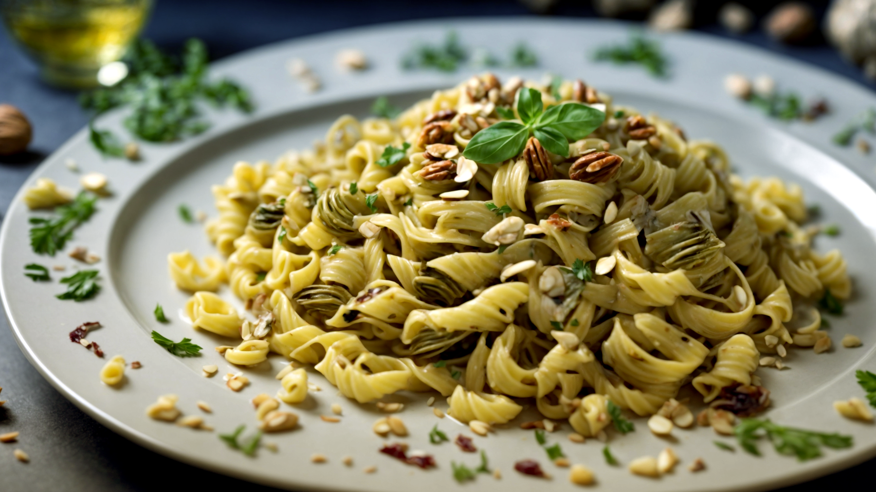 fusilli carciofi mandorle"